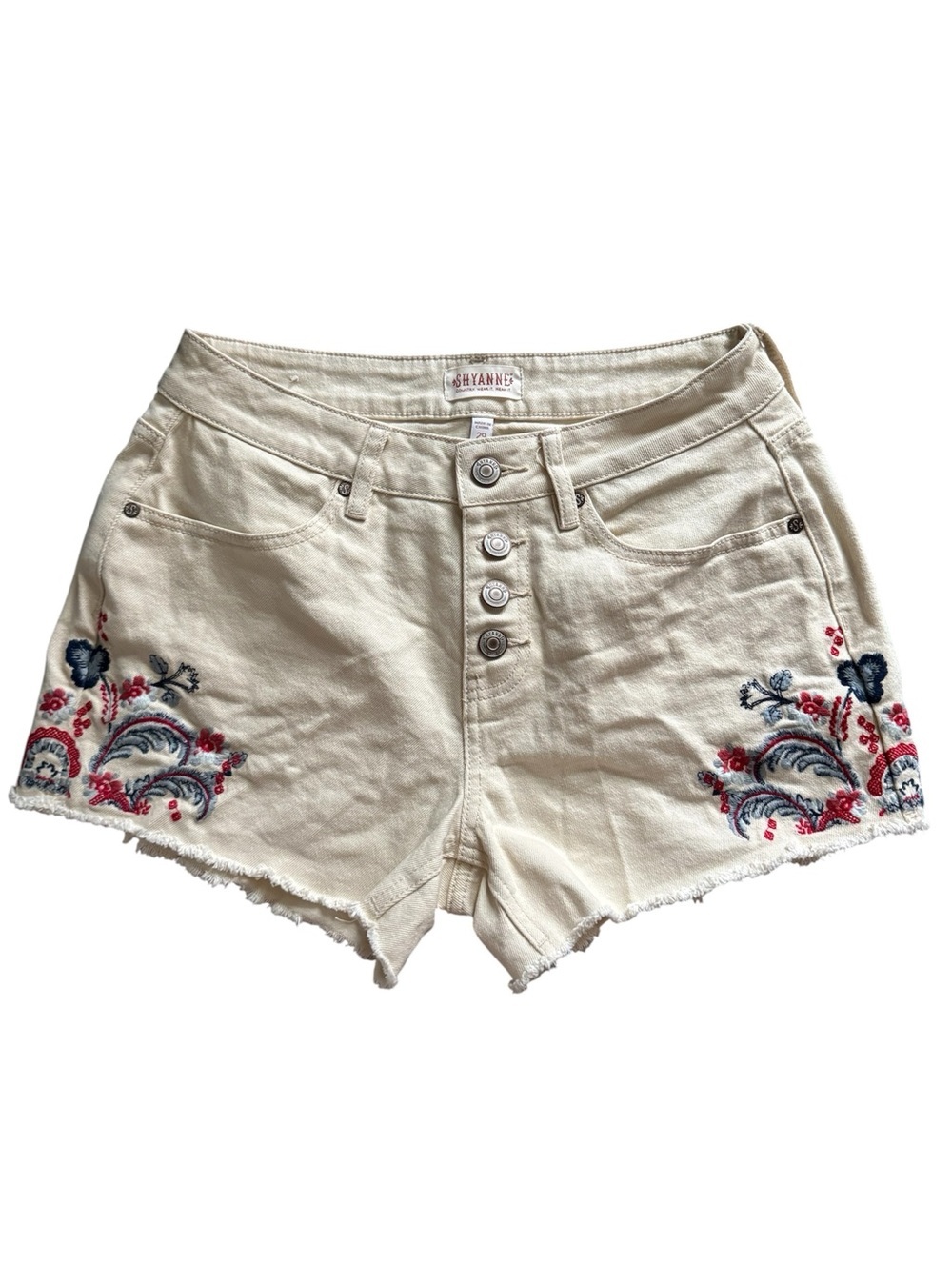 Shyanne White Embroidered Western Shorts – Size 29 Boho Festival - Picture 4 of 11